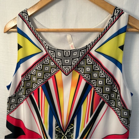 Point Bright Print Sleeveless Shift Dress Size Large - Picture 4 of 16